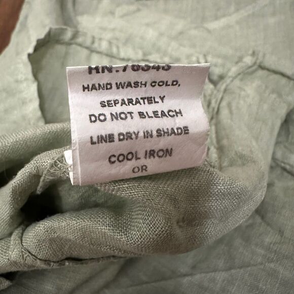FRANCESCA BETTINI Linen Top w Patch Pockets Sage Green SS Lagenlook Peasant - Picture 7 of 8